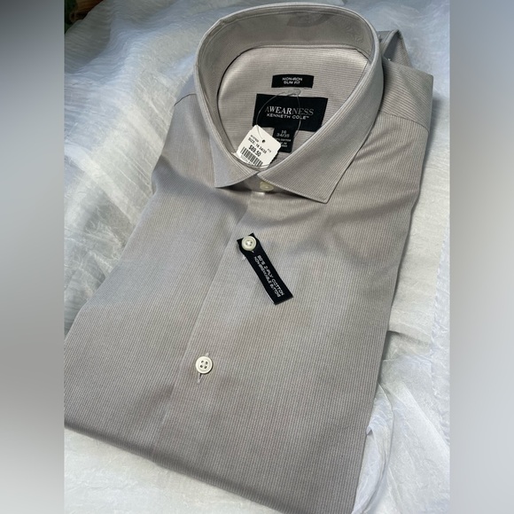 Men’s Kenneth Cole Awearness Button Down Long Sleeve Dress Shirt 80’s Slim Fit - Picture 1 of 3